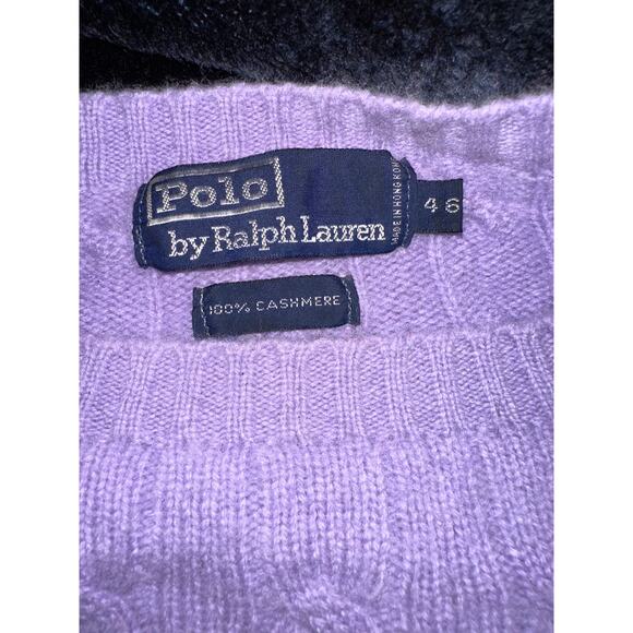 VINTAGE 70's/80's POLO BY RALPH LAUREN LAVENDER CASHMERE CABLED SWEATER 46